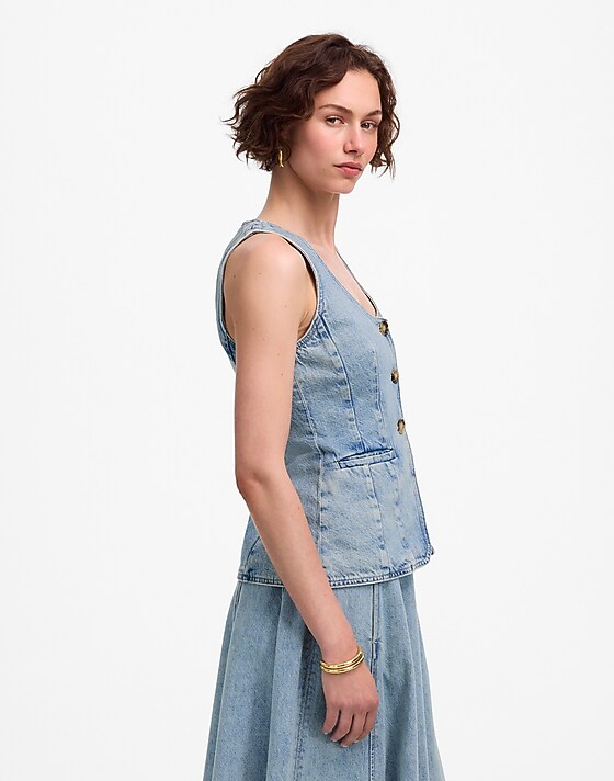 Madewell Denim Scoopneck Cutaway Vest In Edmonson Wash Edmonson Wash