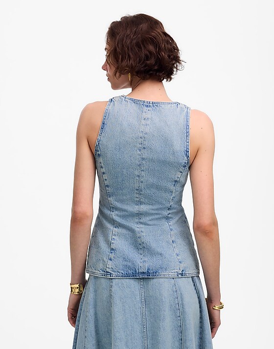 Madewell Denim Scoopneck Cutaway Vest In Edmonson Wash Edmonson Wash