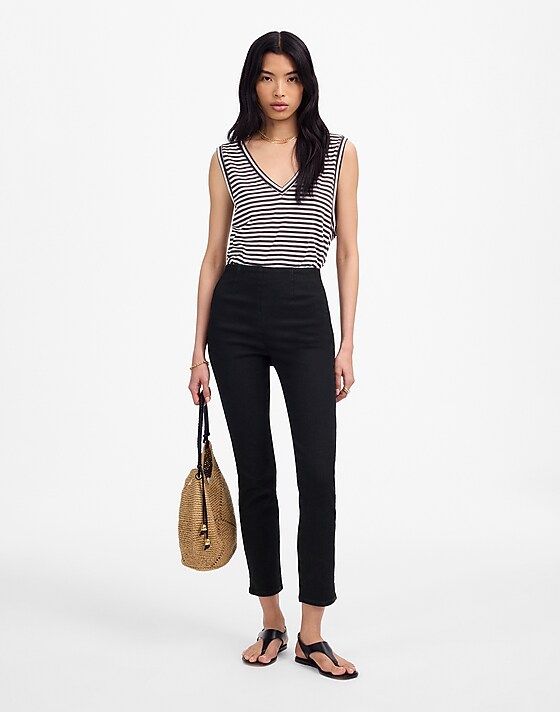 madewell Denim Slim Crop Pants in Black Rinse black rinse wash