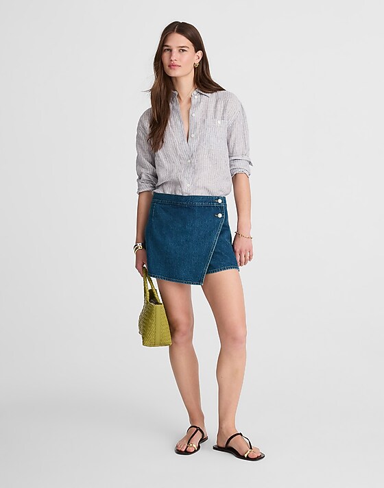 Madewell Denim Wrap Mini Skort In Lambertville Wash Lambertville Wash