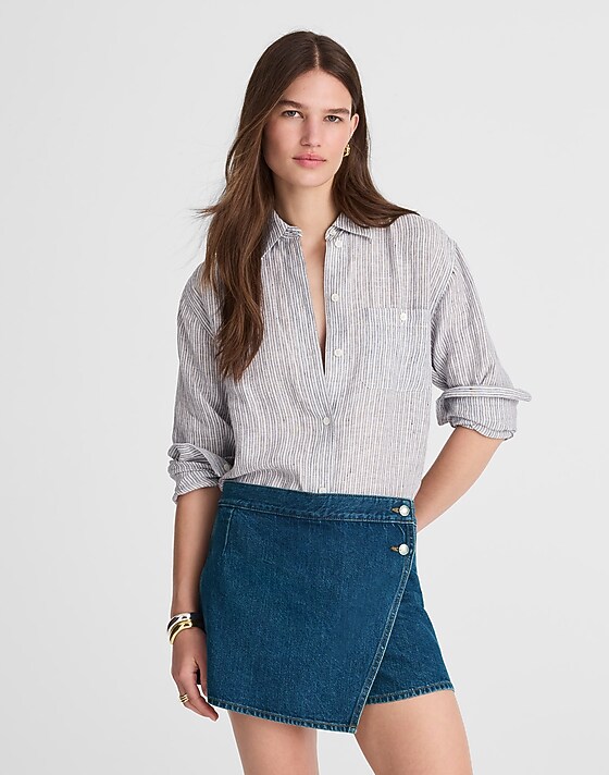 madewell Denim Wrap Mini Skort in Lambertville Wash lambertville wash