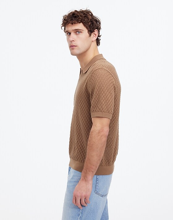 Madewell Diamond Pointelle Stitch Sweater Polo Cargo