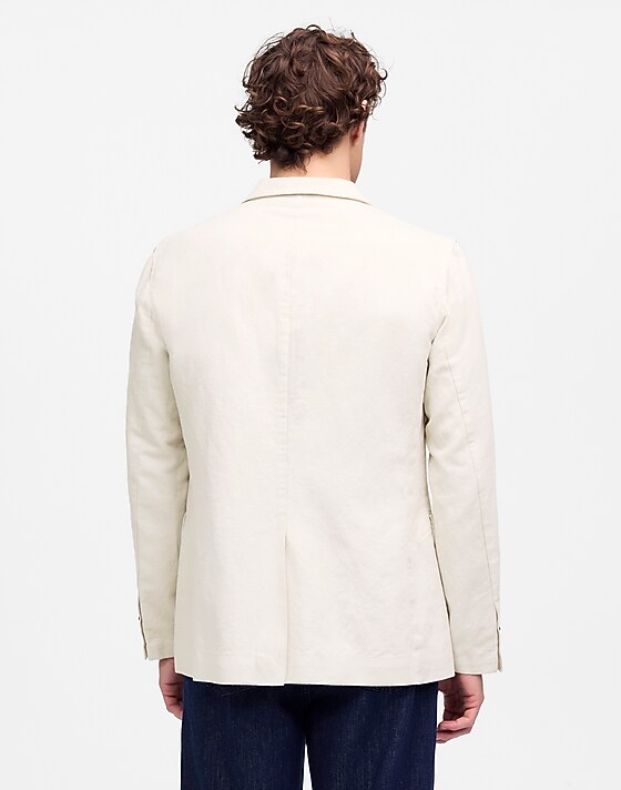 Madewell Double-Breasted Blazer In Cotton-Linen Blend Bone