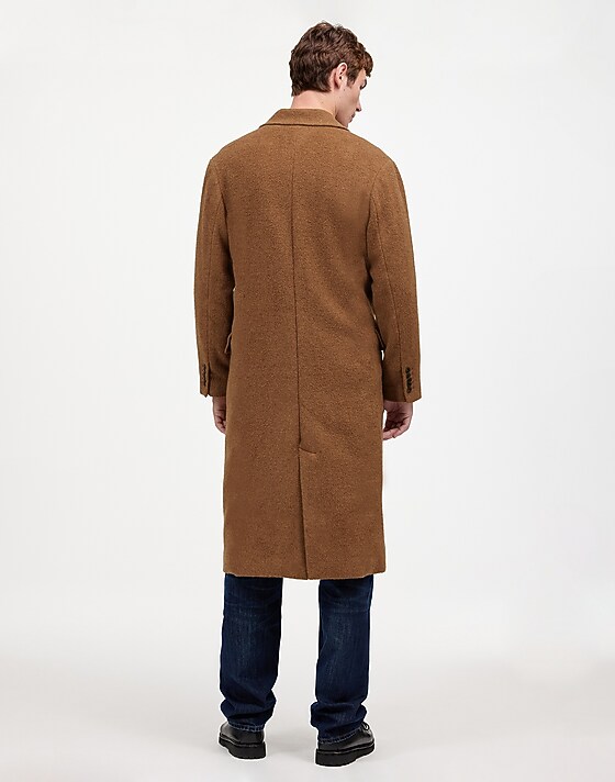 Madewell Double-Breasted Topcoat In Italian Alpaca-Wool Blend Tobacco Melange
