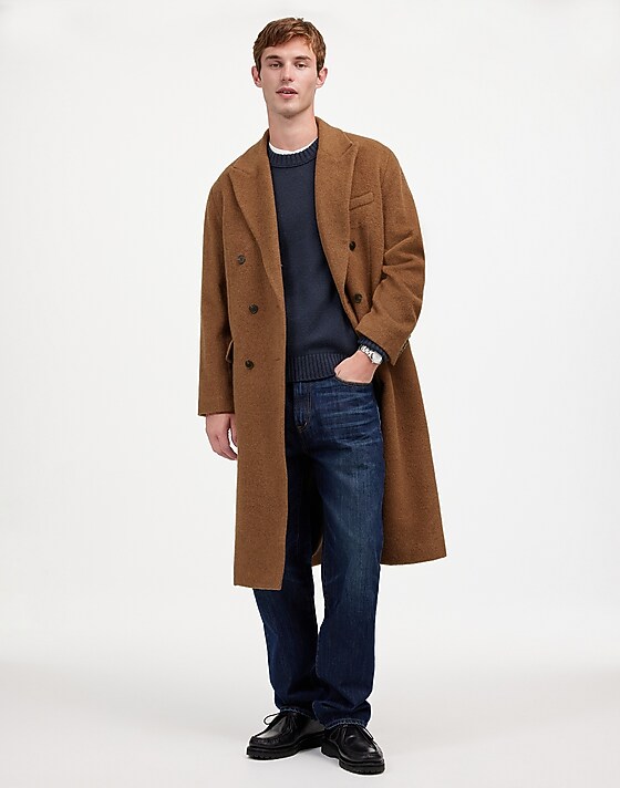 madewell Double-Breasted Topcoat in Italian Alpaca-Wool Blend tobacco melange