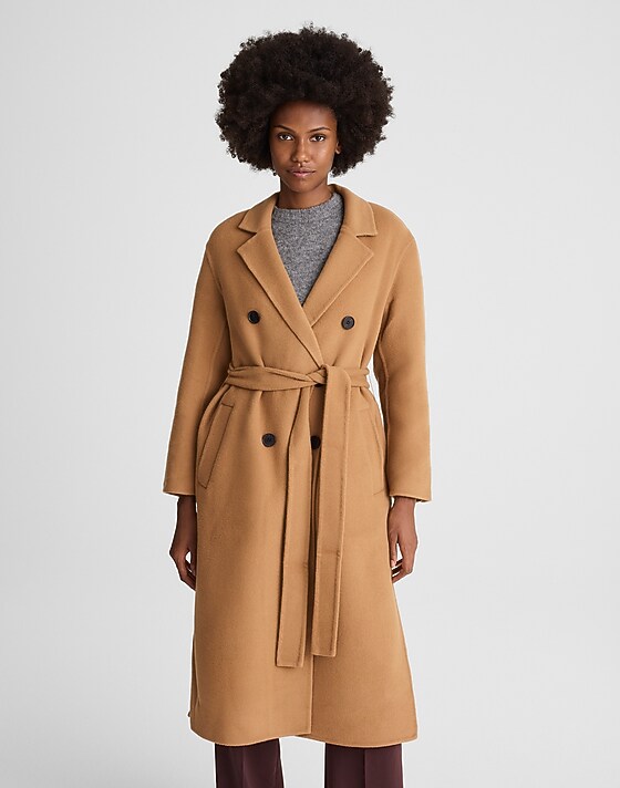 Madewell Double-Faced Brushed Long Coat Peanut Brown