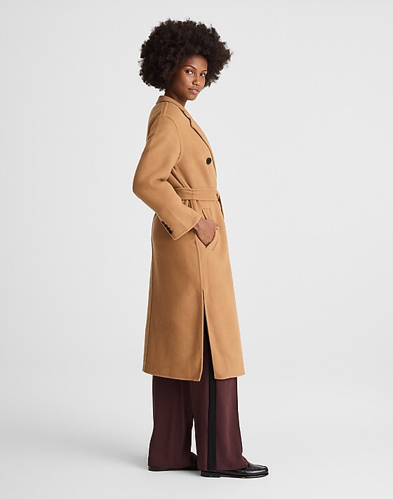 Madewell Double-Faced Brushed Long Coat Peanut Brown