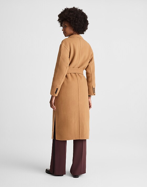 Madewell Double-Faced Brushed Long Coat Peanut Brown