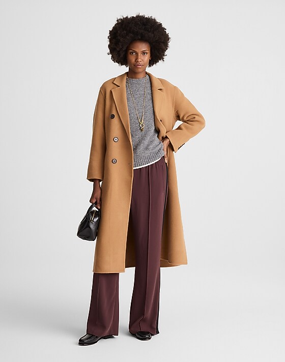 madewell Double-Faced Brushed Long Coat peanut brown