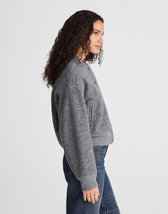 Madewell Double-Faced Knit Bomber Jacket Hthr Charcoal