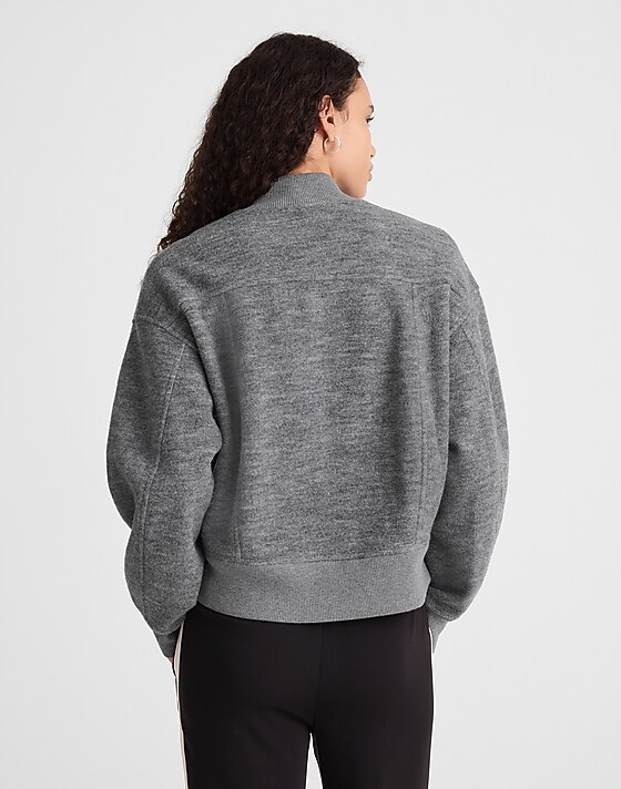 Madewell Double-Faced Knit Bomber Jacket Hthr Charcoal