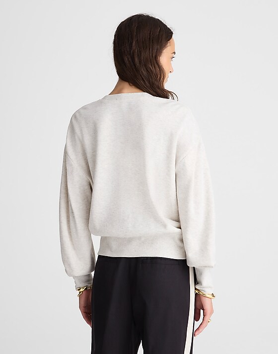 Madewell Double-Faced Puff-Sleeve Sweatshirt Heather Vintage Ivory