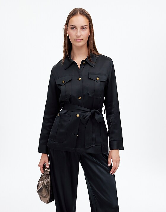 Madewell Double-Faced Satin Safari Jacket True Black