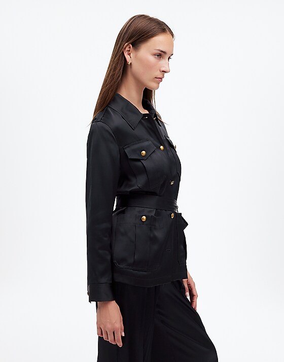 Madewell Double-Faced Satin Safari Jacket True Black