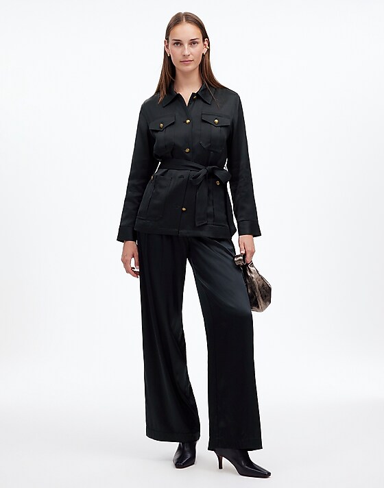 madewell Double-Faced Satin Safari Jacket true black