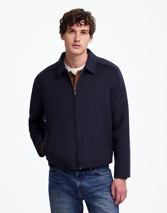 madewell Double-Faced Wool Zip-Front Jacket dark navy