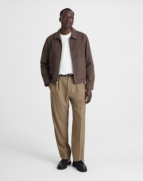 madewell Double-Pleated Trousers in Wool Blend desert brown