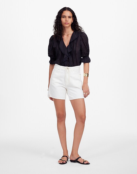 Madewell Drawstring Jean Short: Airy Denim Edition Tile White