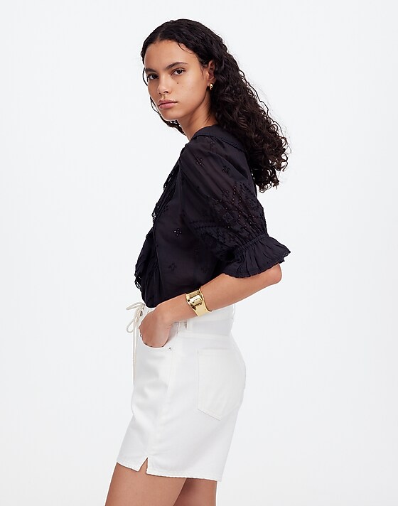 Madewell Drawstring Jean Short: Airy Denim Edition Tile White