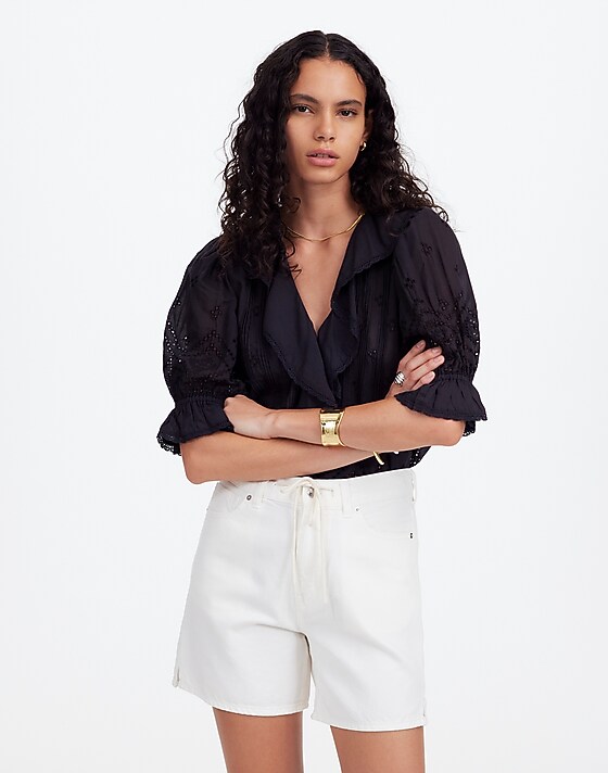 madewell Drawstring Jean Short: Airy Denim Edition tile white