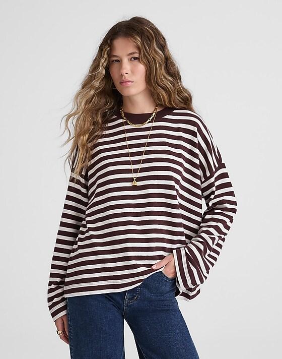 Madewell Easy Crewneck Long-Sleeve Tee Chocolate Raisin