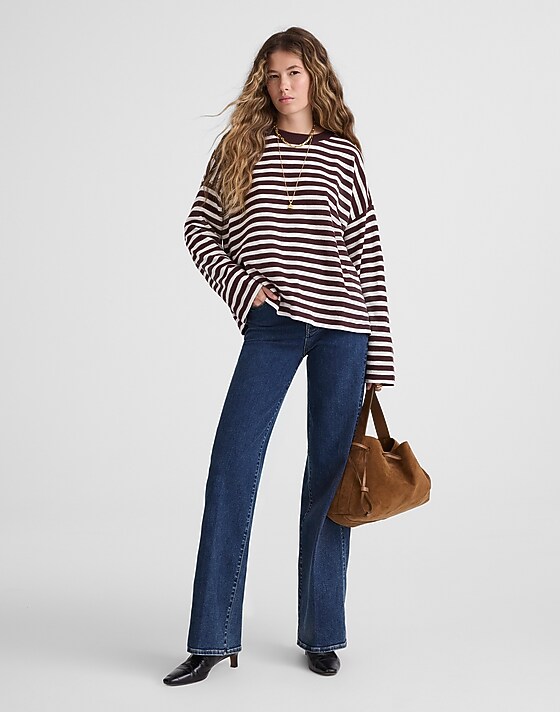 Madewell Easy Crewneck Long-Sleeve Tee Chocolate Raisin
