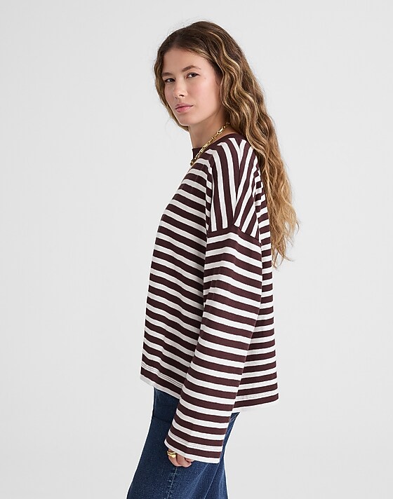 Madewell Easy Crewneck Long-Sleeve Tee Chocolate Raisin