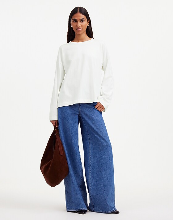 Madewell Easy Crewneck Long-Sleeve Tee Eyelet White