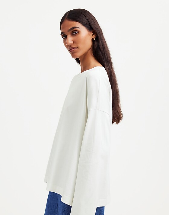 Madewell Easy Crewneck Long-Sleeve Tee Eyelet White