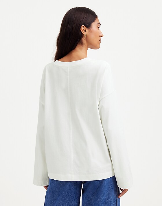Madewell Easy Crewneck Long-Sleeve Tee Eyelet White