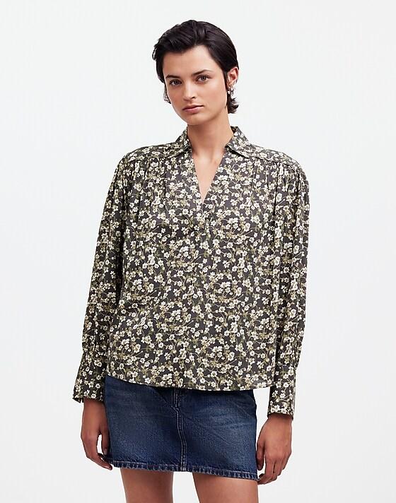 madewell Easy Long-Sleeve Popover Shirt dark pavement