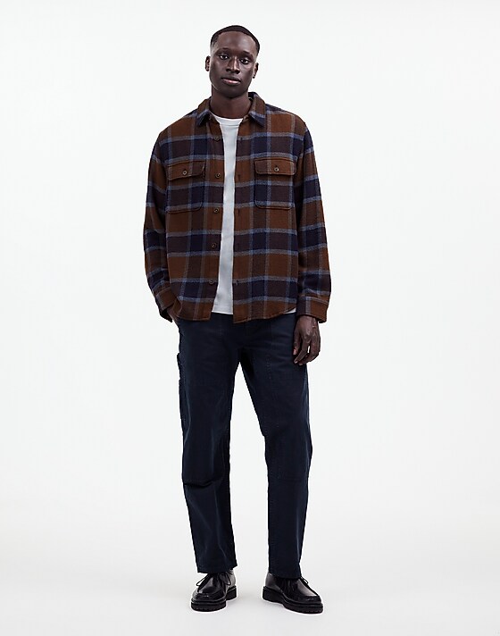 madewell Easy Shirt-Jacket in Broken Plaid Twill dark coffee
