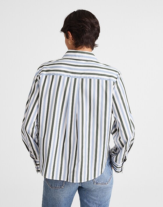 Madewell Easy Y-Neck Button-Up Shirt Botanical Green