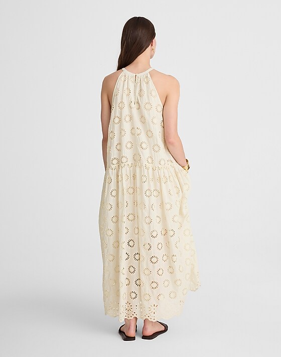 Madewell Embroidered Drop-Waist Maxi Dress Floral Eyelet