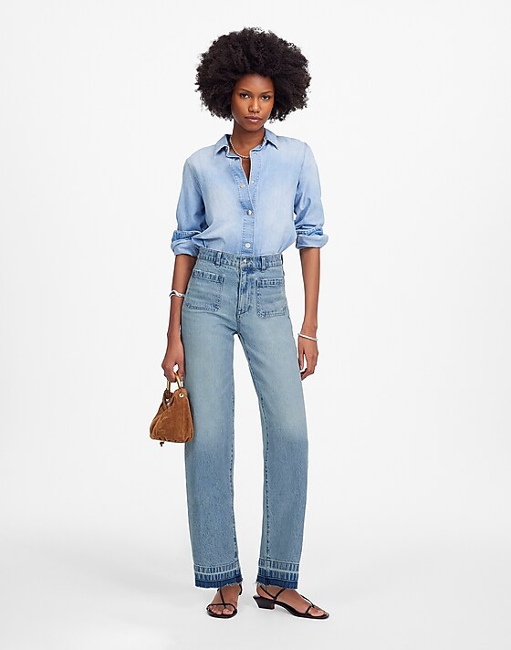 madewell Emmett Wide-Leg Jean: Let Down Hem Edition banning wash