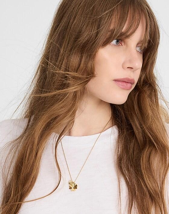 Madewell Engine Turned Cluster Charm Necklace Antique Gold