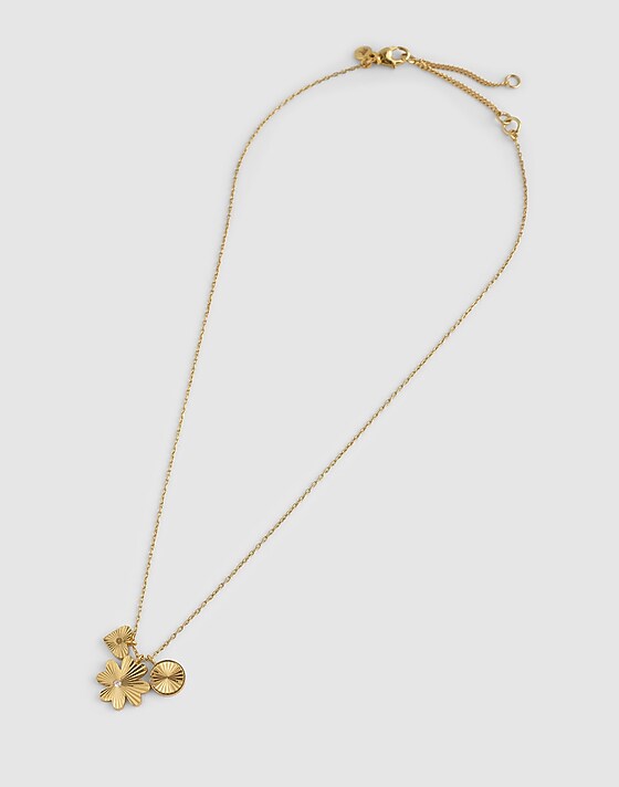 Madewell Engine Turned Cluster Charm Necklace Antique Gold