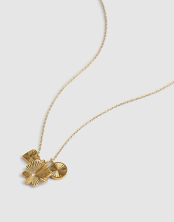 madewell Engine Turned Cluster Charm Necklace antique gold