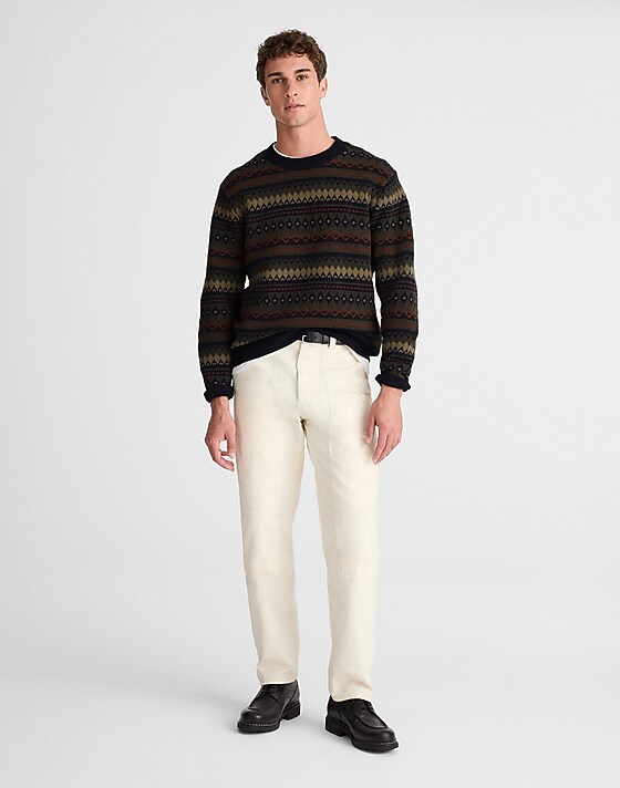 Madewell Fair Isle Crewneck Sweater In Heritage Merino Wool Navy