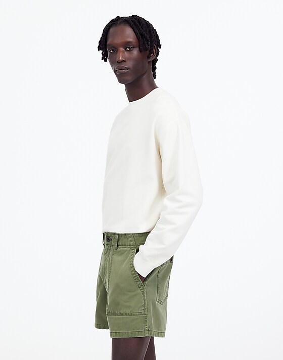 Madewell Fatigue Shorts In Garment-Dyed Cotton Twill Palm Tree