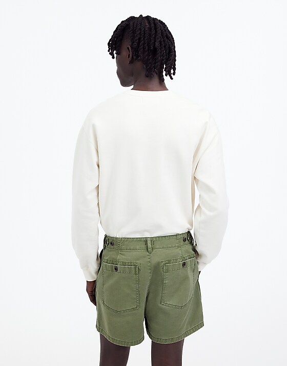 Madewell Fatigue Shorts In Garment-Dyed Cotton Twill Palm Tree