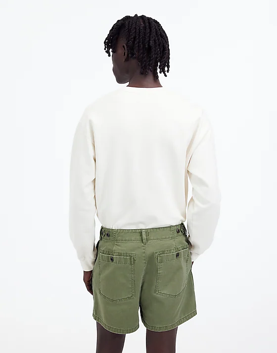 Madewell Fatigue Shorts In Garment-Dyed Cotton Twill Palm Tree