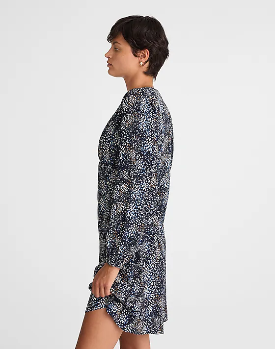 Madewell Faux-Wrap Midi Dress In Floral Sabrina Dots Navy Multi