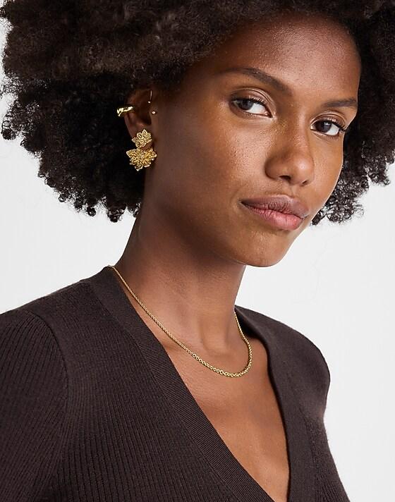 Madewell Floral Chintz Front-Back Earrings Antique Gold