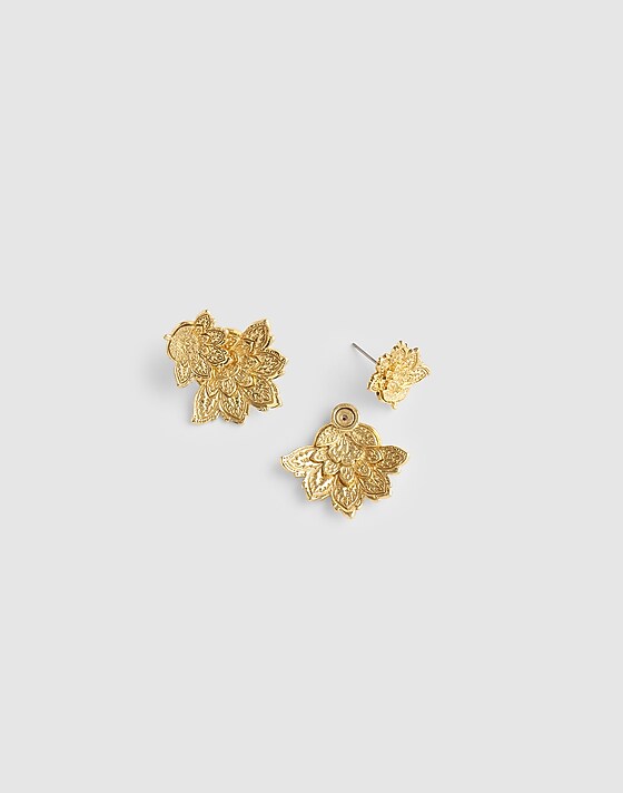 madewell Floral Chintz Front-Back Earrings antique gold