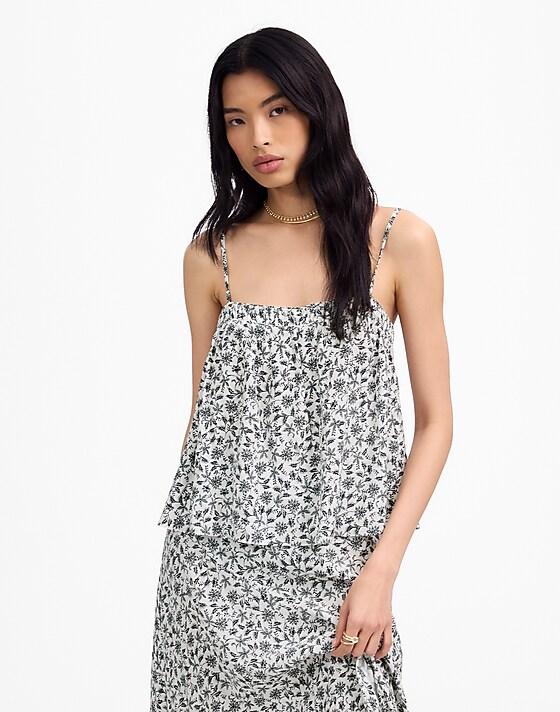madewell Flowy Squareneck Tank in Floral eloise floral ivory