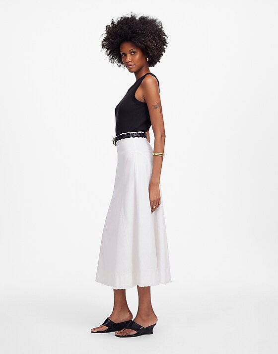 Madewell Fluted Midi Skirt In Tile White Tile White