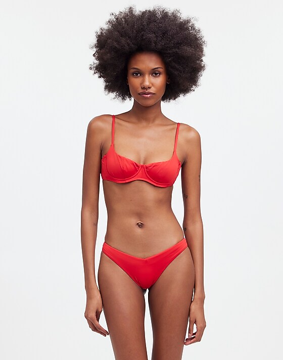 madewell Frankies Bikinis Cola Underwire Balconette Bikini Top red