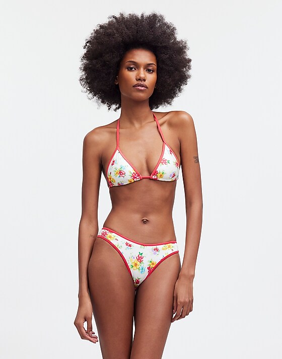 Madewell Frankies Bikinis Dove Classic Bikini Bottom Sweet Hibiscus Print