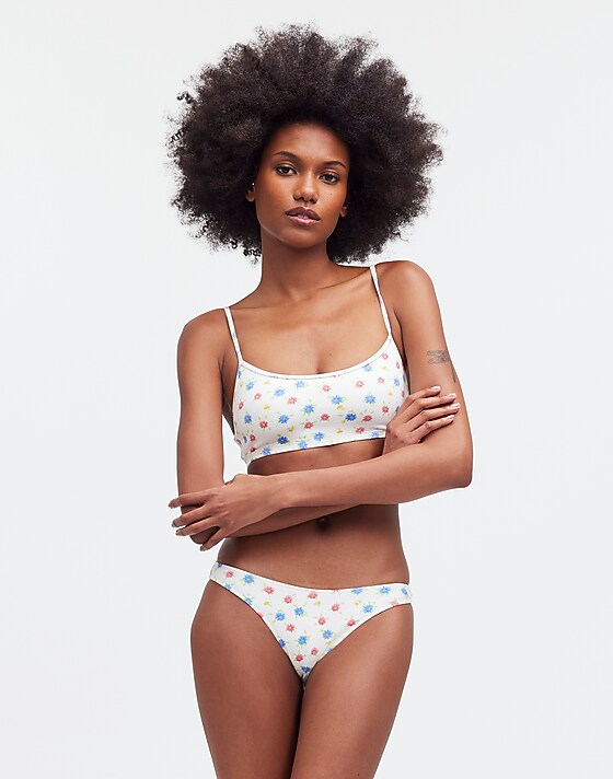 Madewell Frankies Bikinis Dove Classic Bikini Bottom Water Blossom Print